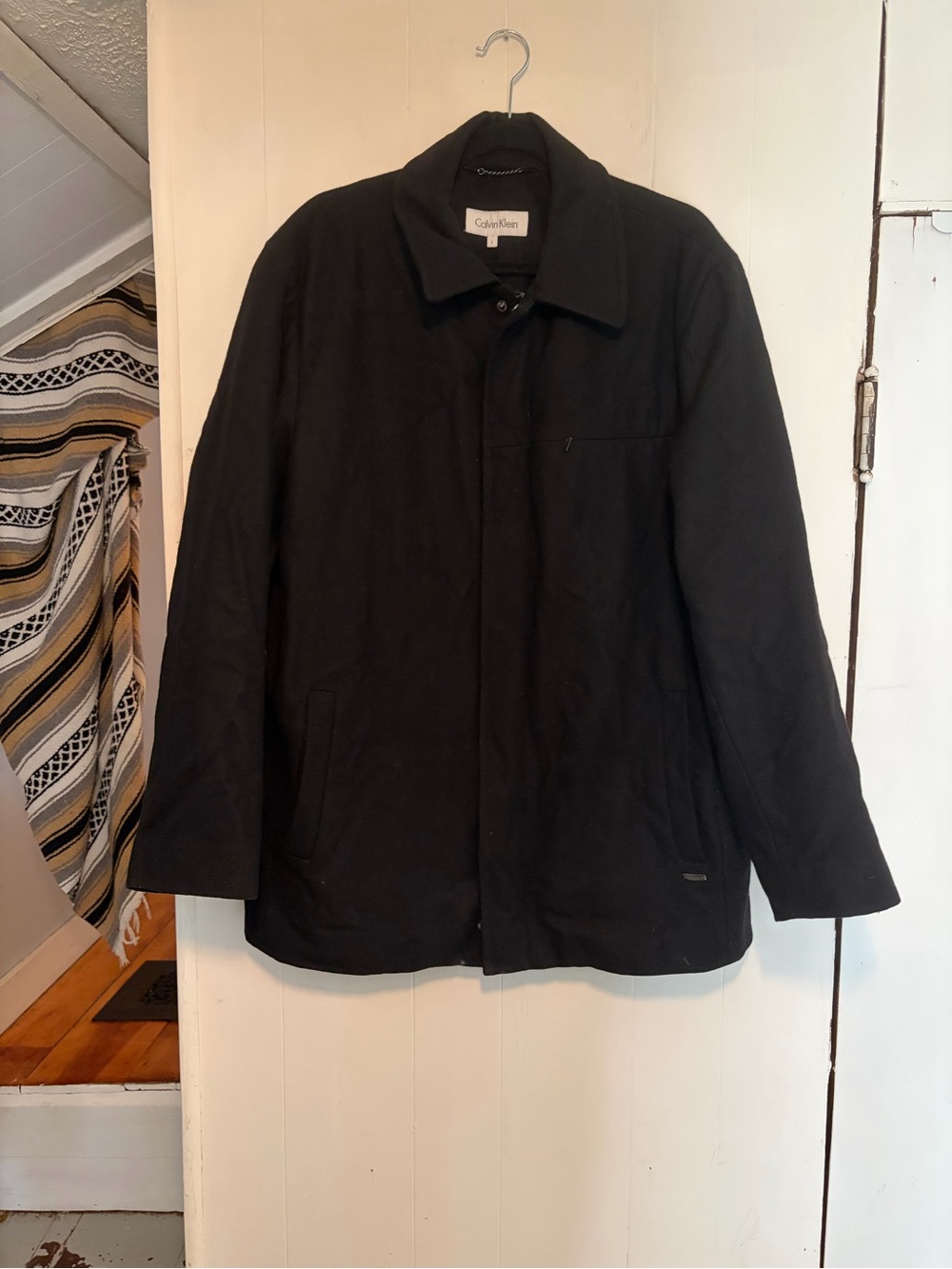 Calvin Klein Men's Black Jacket - Classic Collared Coat
